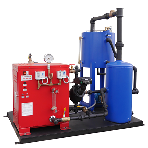 Steam boiler package pre-piped with tanks on skid